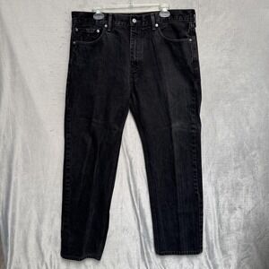 Levis 505 Jeans Mens 38x30 Black Denim Regular Fit Straight Leg Dark Wash Pants